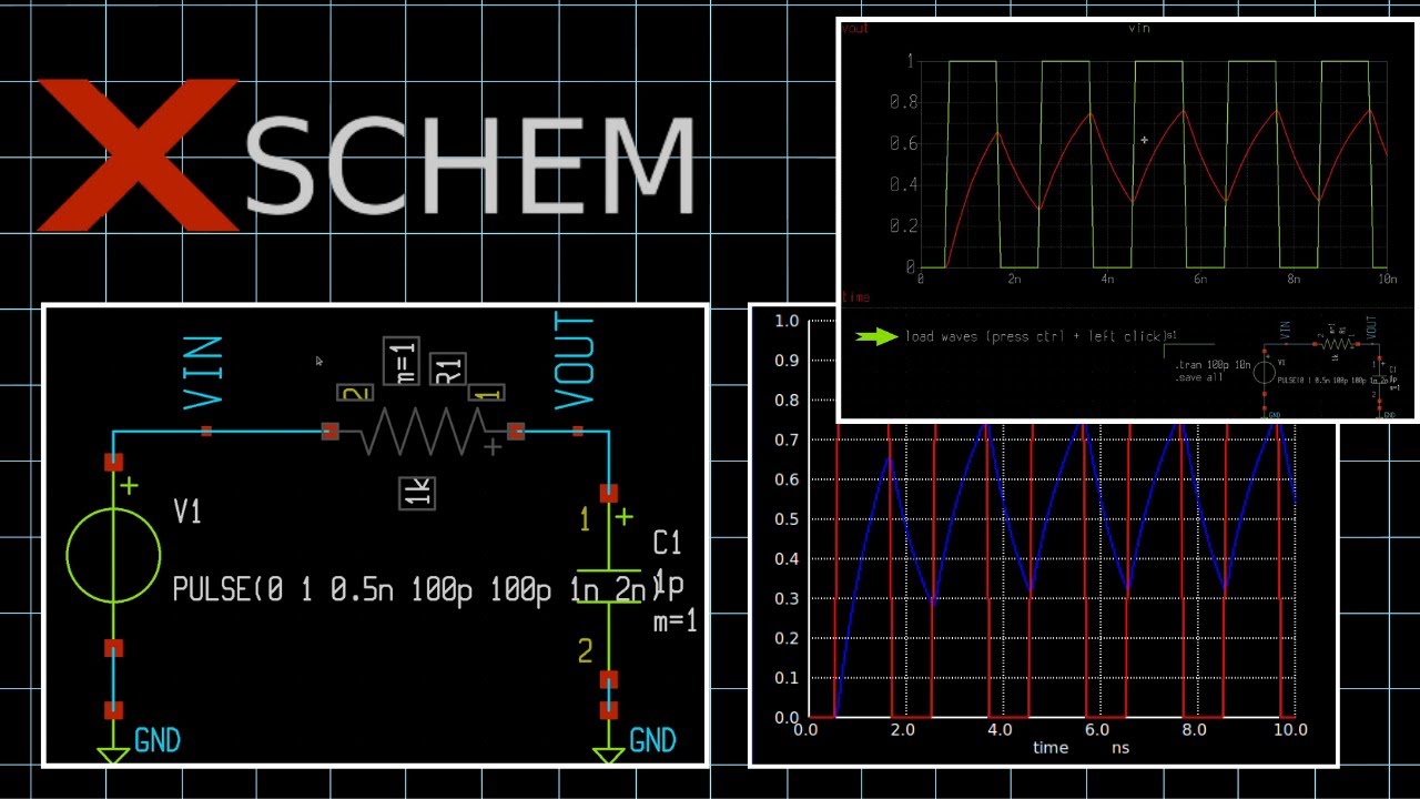 RC Circuit Simulation using Xschem | xschem simulation and ngspice tutorial